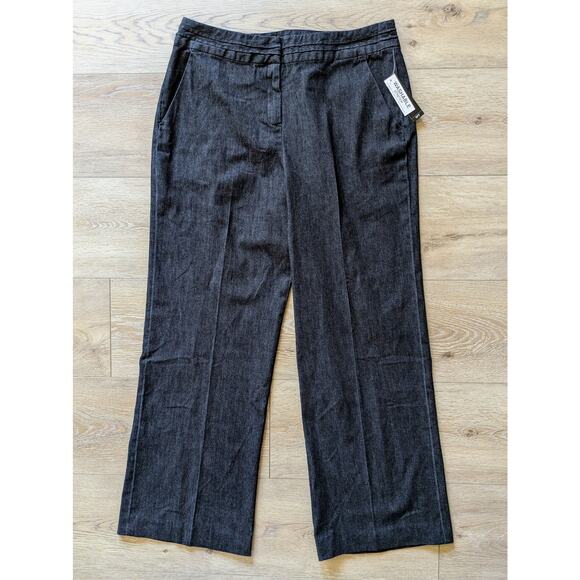 NEW Larry Levine Jeans 14 Black Gray High Rise Straight Stretch Dressy Career - Picture 2 of 10